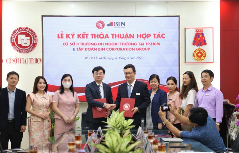 TIÊN PHONG TRONG ĐỔI MỚI SÁNG TẠO VÌ CỘNG ĐỒNG – Trường Đại học Ngoại thương Cơ sở II tại TPHCM ký kết thoả thuận hợp tác và đón nhận học bổng đổi mới sáng tạo từ Tập đoàn BIN Corporation Group