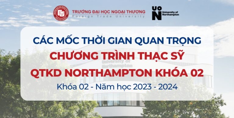 Dự kiến các mốc thời gian quan trọng dành cho học viên chương trình Thạc sỹ QTKD Northampton Khóa 02